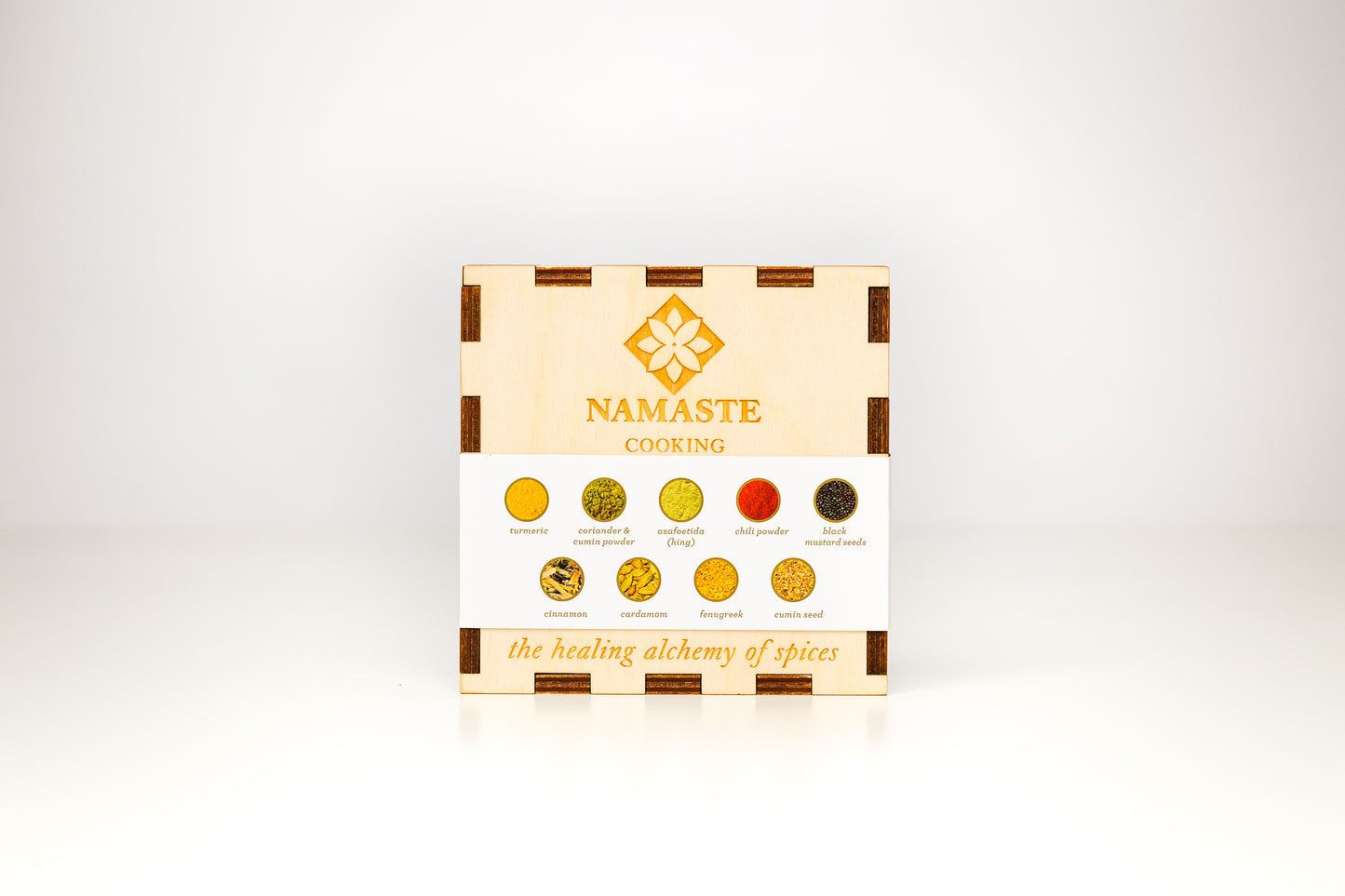 SUNISTANAI Ayurvedic Handcrafted Spice Box full of all the staple Ayurveda Spices to enhance one's culinary experience.