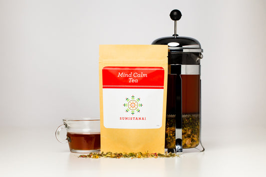 Mind Calm Tea has been handcrafted to support immunity and prioritize calming nerves while providing stress relief. This Ayurvedic Tea is non-caffeinated, herbal, immunity boosting, and releases tension in both the mind and body.